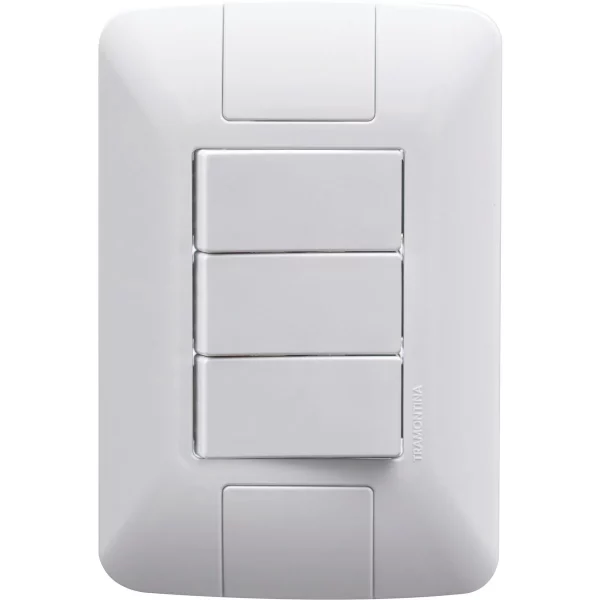 Conjunto 4x2 com 3 Interruptores Simples 6A 250V Branco - Tramontina Aria